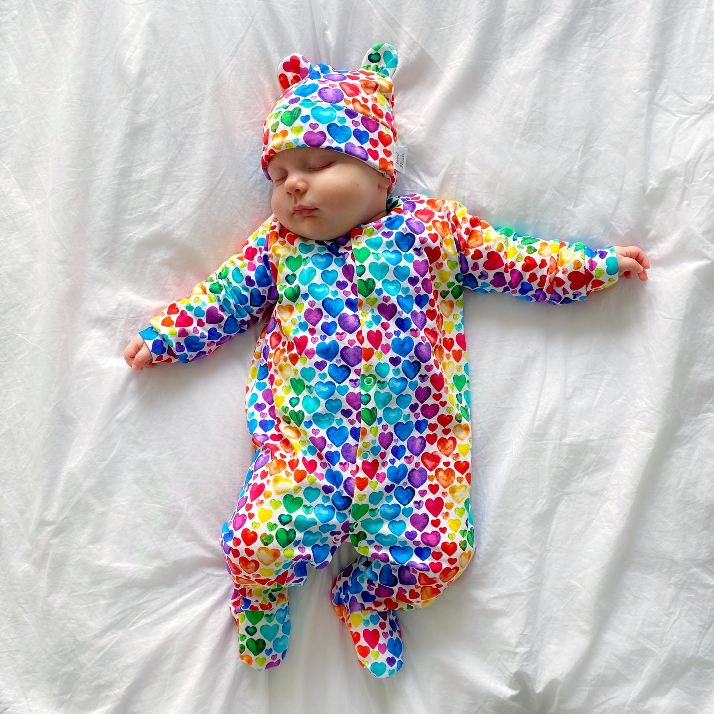 Rainbow Heart Cotton Sleepsuit