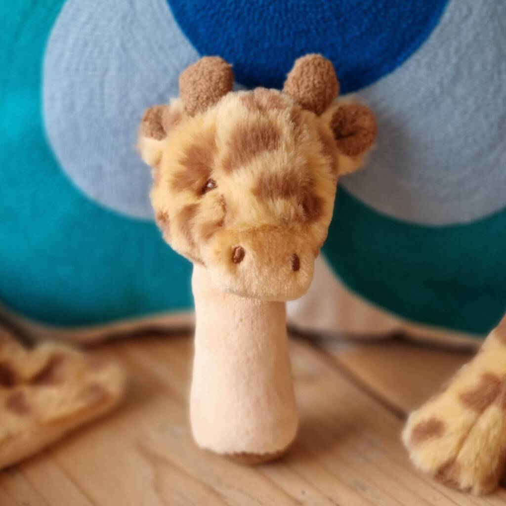 100% Recycled Giraffe Stick Rattle, Brown/Orange - Toys & Games - The Present King