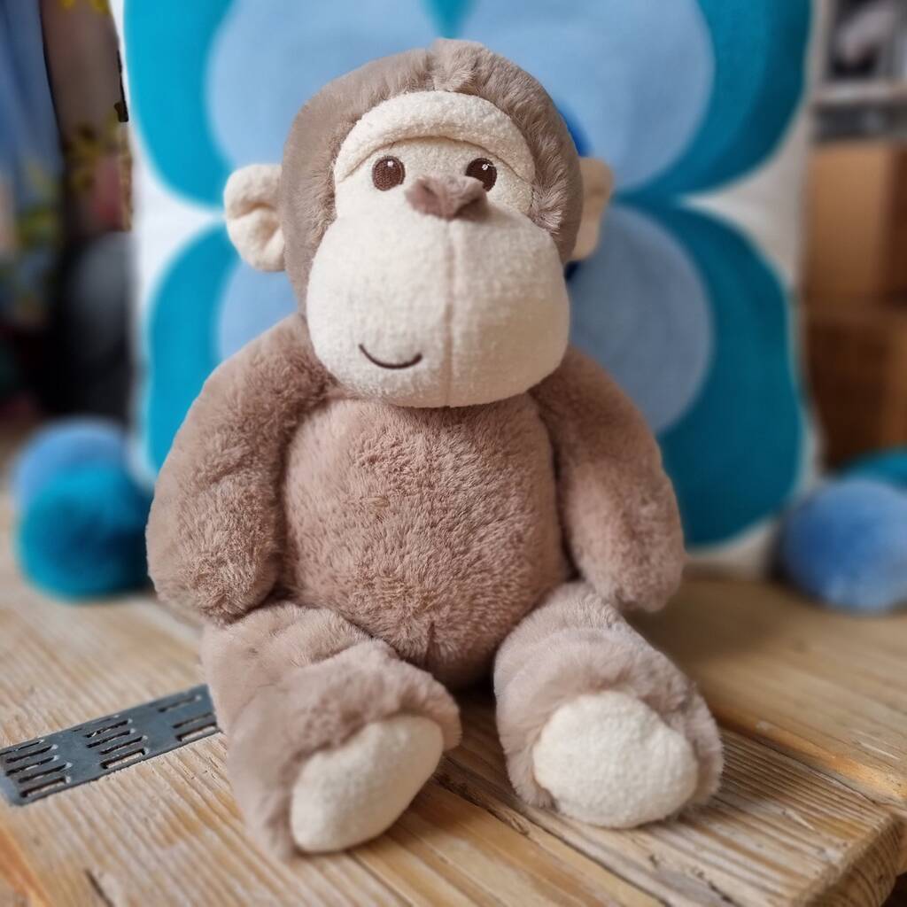 100% Recycled Large Soft Toy Monkey, Brown/Cream - Toys & Games > Stuffed Animals & Cuddly Toys - The Present King