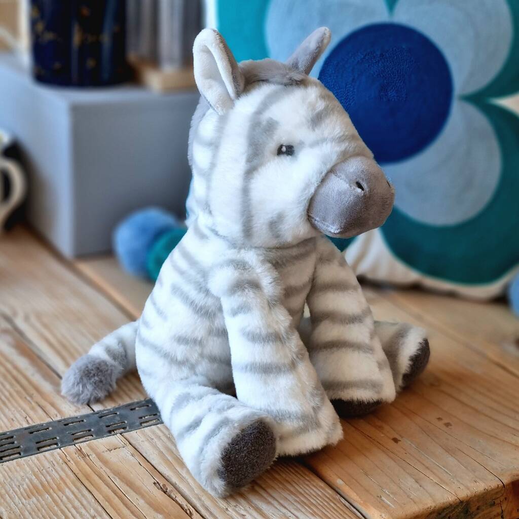 100% Recycled Large Soft Toy Zebra, Black - Toys & Games - The Present King