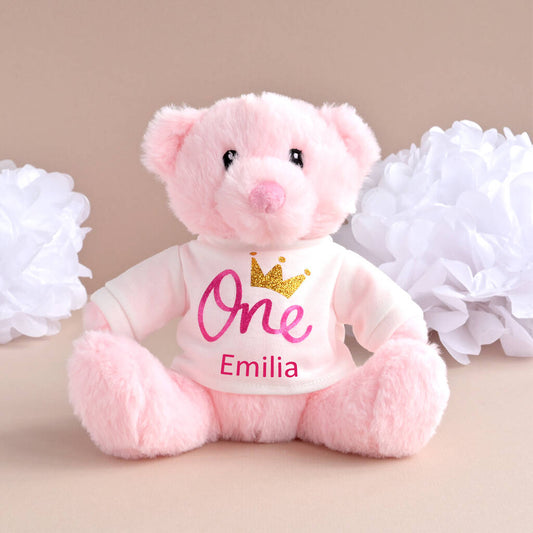 1st Birthday Pink Teddy Bear, Pink - Toys & Games - The Present King