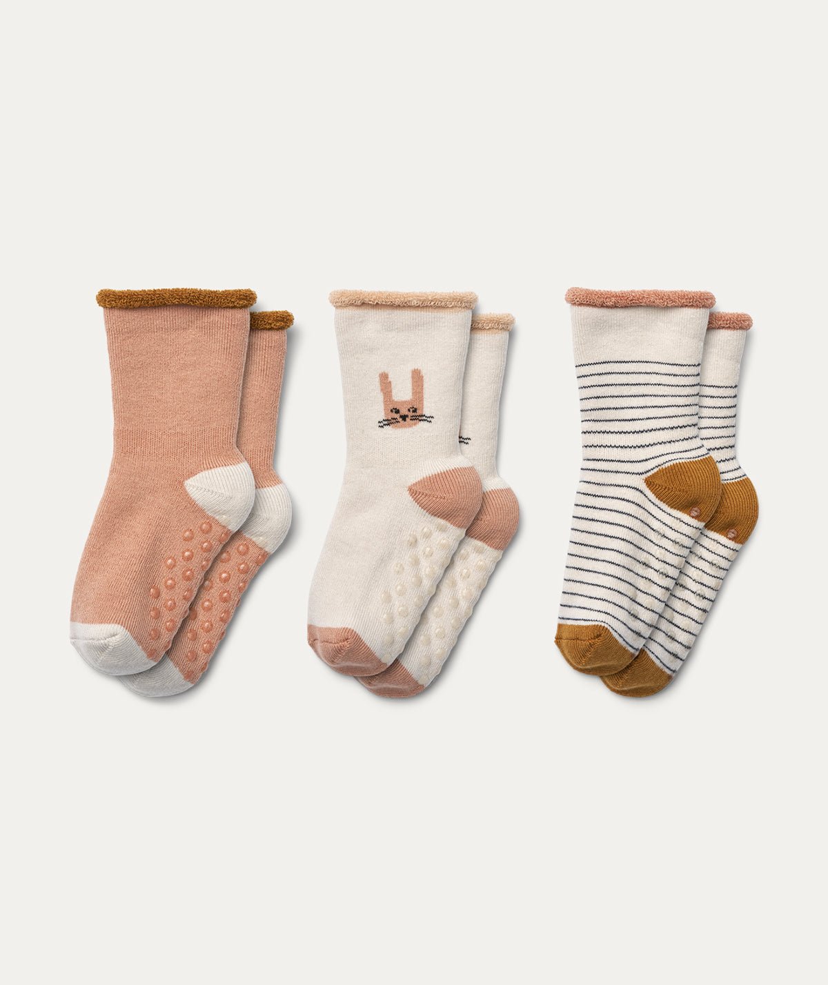 3 Pack Eloy Anti slip Baby Socks - Bunny / Sandy mix - Baby & Toddler Clothing > Baby & Toddler Socks & Tights - The Present King