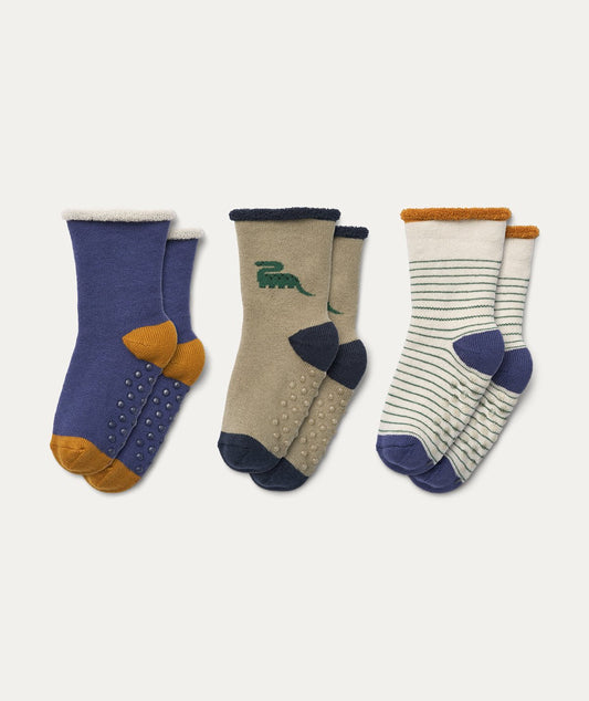 3 Pack Eloy Anti slip Baby Socks - Dino / Mist mix - Clothing & Accessories - The Present King