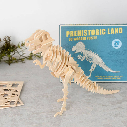 3D Wooden Dinosaur Puzzle Stocking Filler, Beige - Toys & Games - The Present King