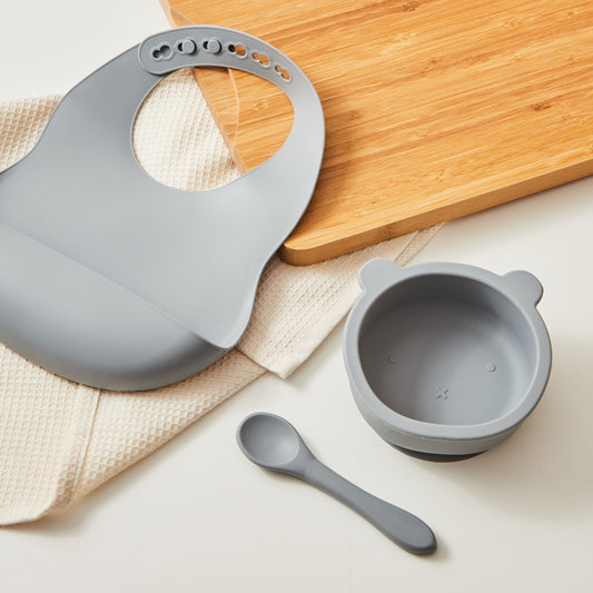 Grey Silicone Mealtime Set