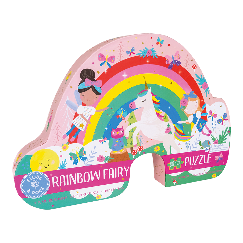 80 Piece "Rainbow" Shaped Jigsaw With Shaped Box - Rainbow Fairy