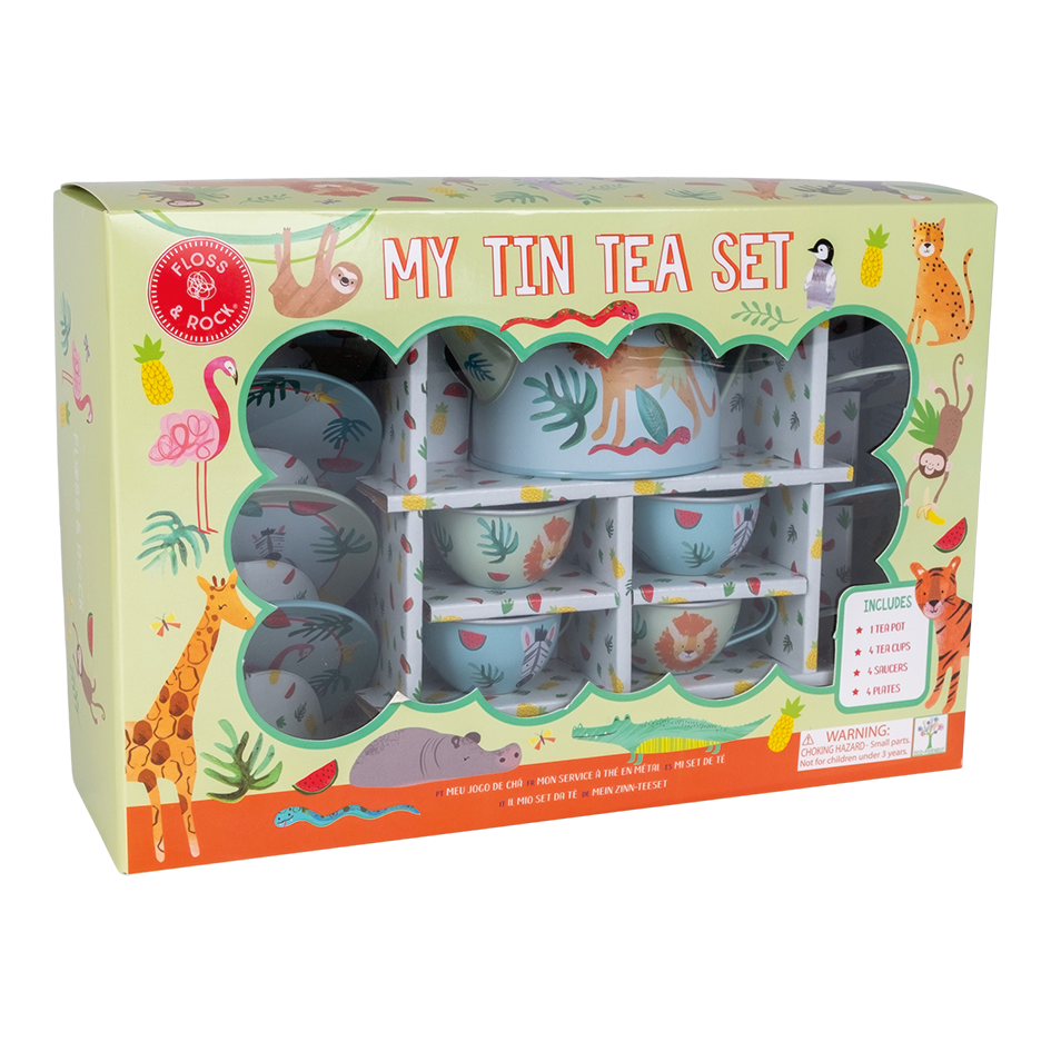 14pc Tin Tea Set - Jungle