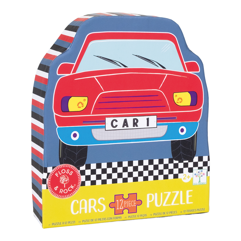 12 Piece Shaped Jigsaw in Shaped Box - Cars