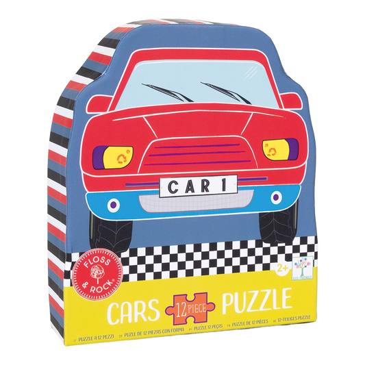 12 Piece Shaped Jigsaw in Shaped Box - Cars