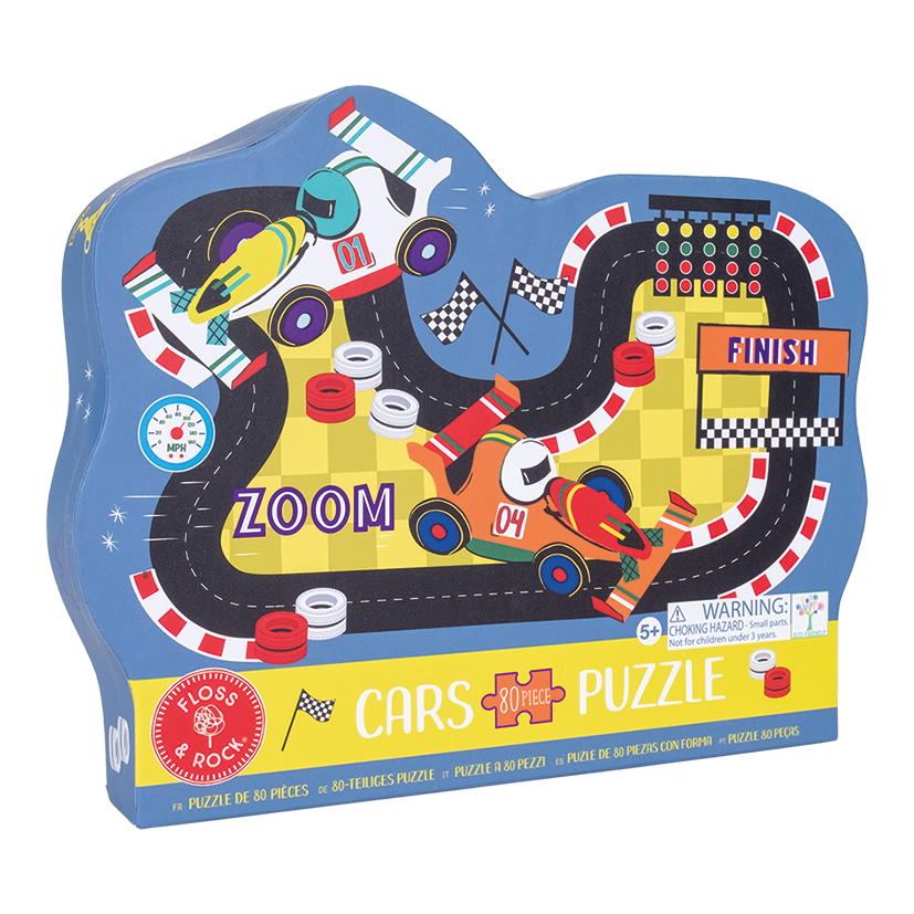 80 Piece Shaped Jigsaw in Shaped Box - Cars