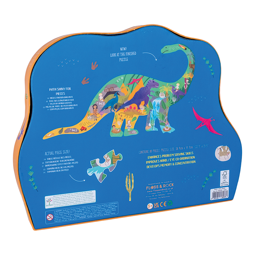 80 Piece Shaped Jigsaw in Shaped Box - Dino