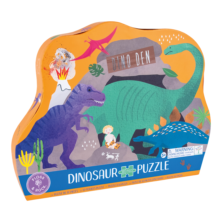 80 Piece Shaped Jigsaw in Shaped Box - Dino