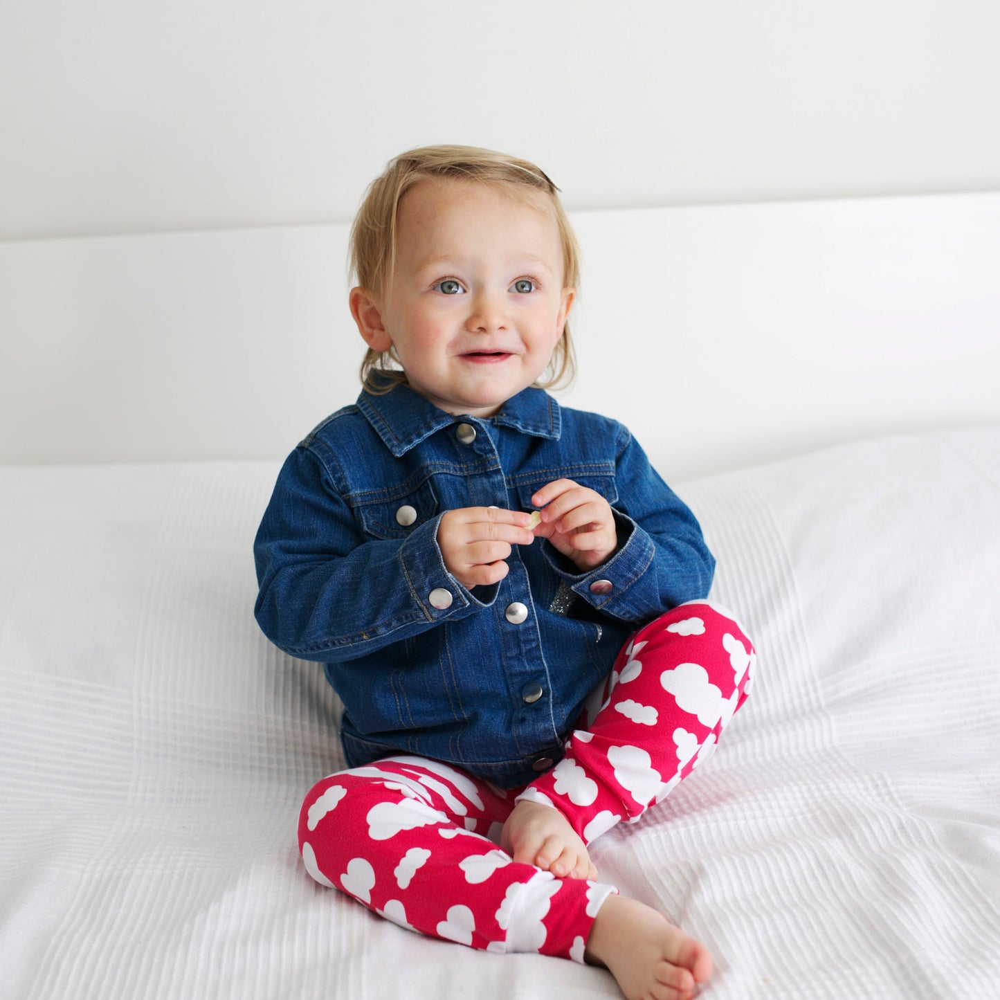 Pink Cloud Print Baby Leggings 0-6 Years