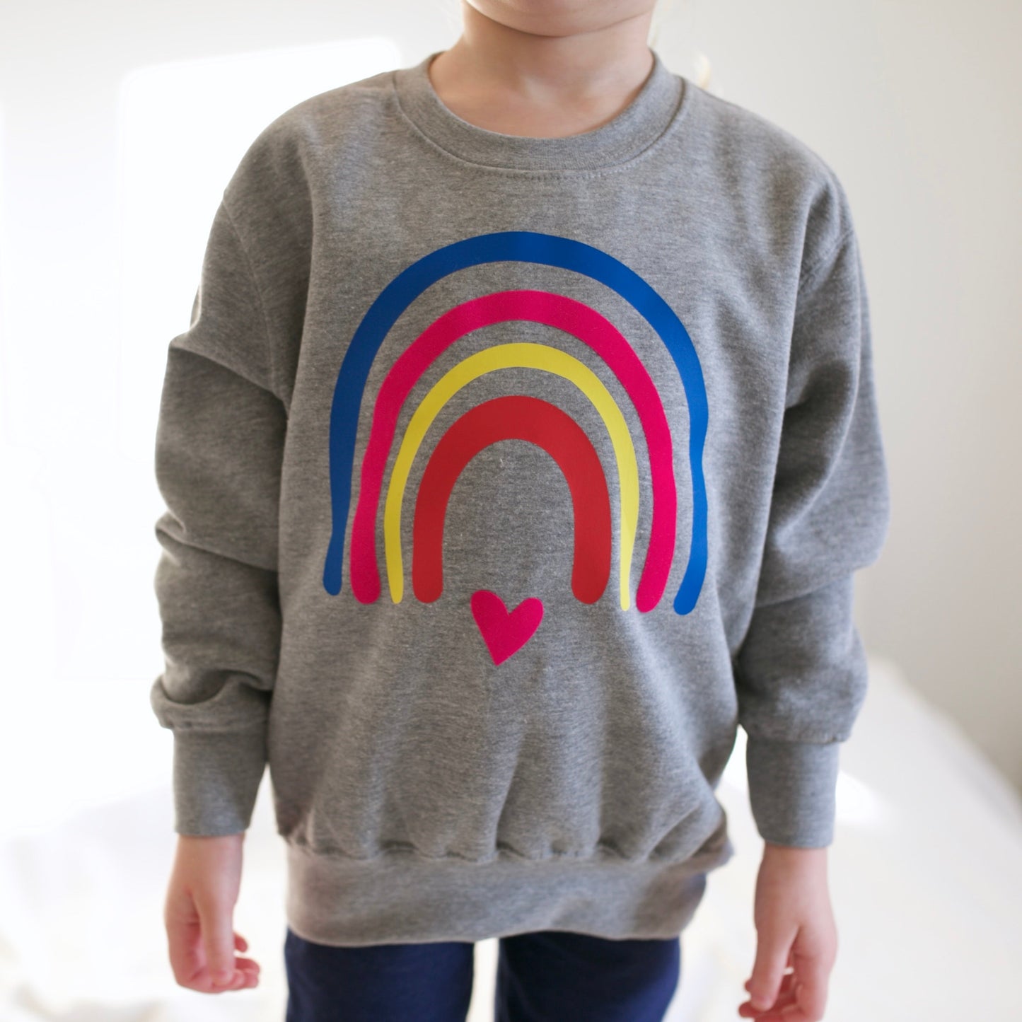 Adult & Child Grey Neon Rainbow Sweater