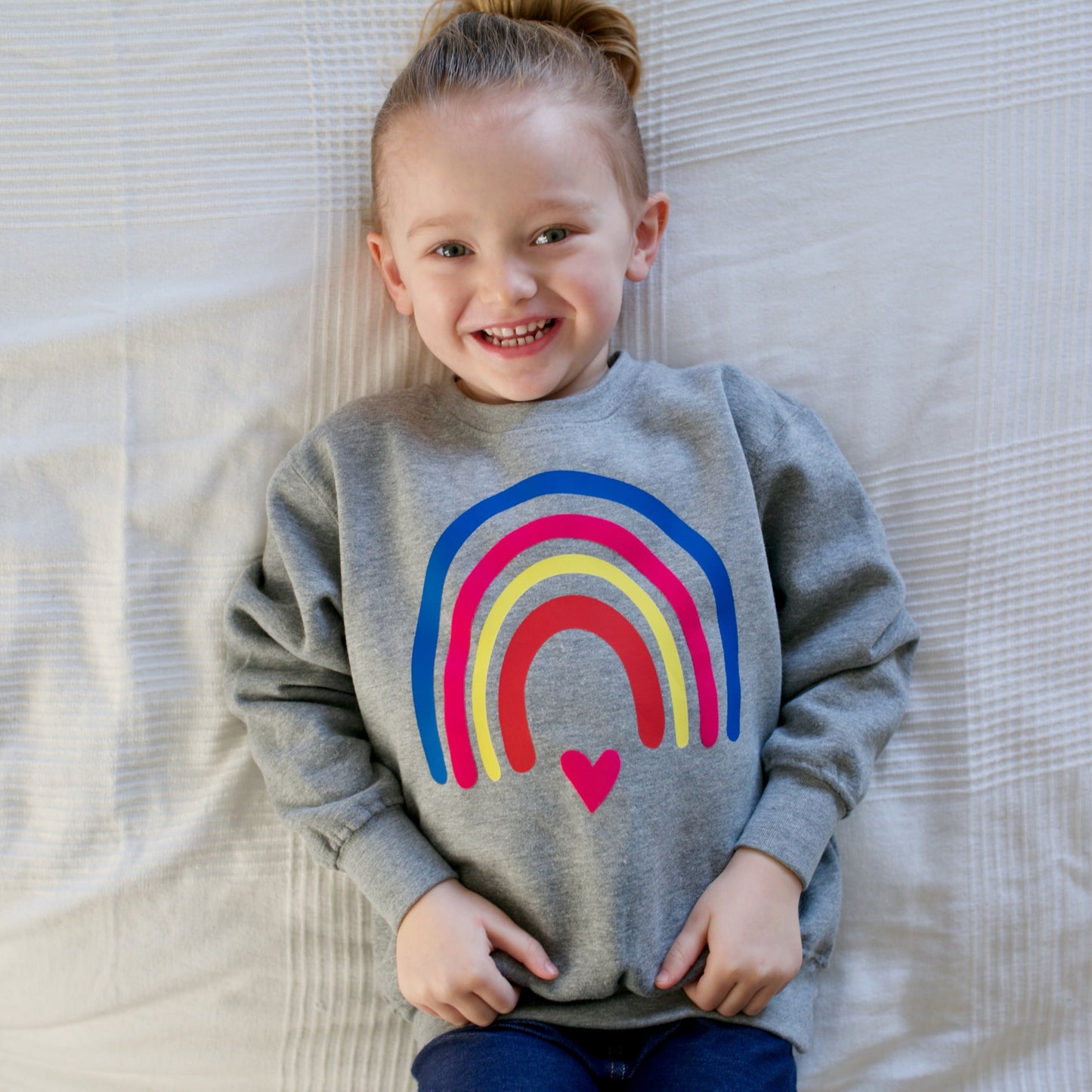 Adult & Child Grey Neon Rainbow Sweater