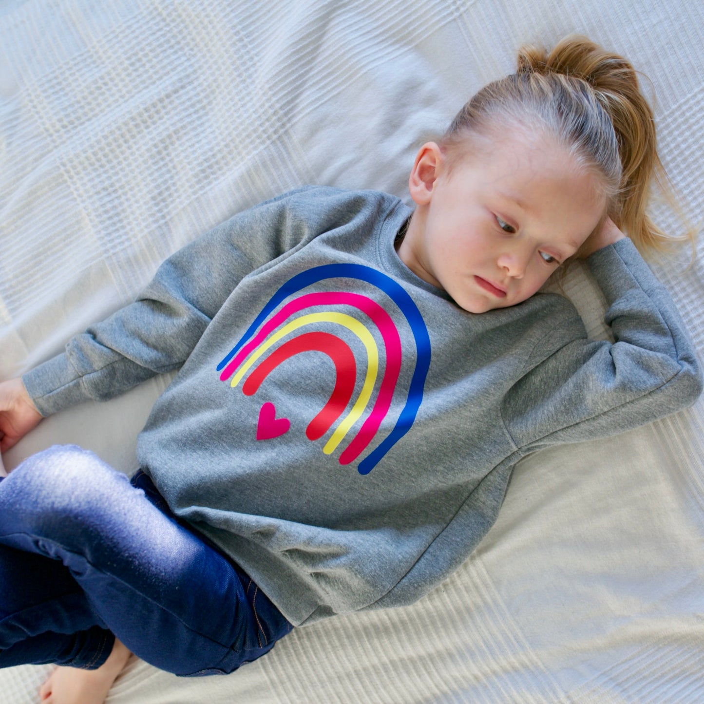 Adult & Child Grey Neon Rainbow Sweater