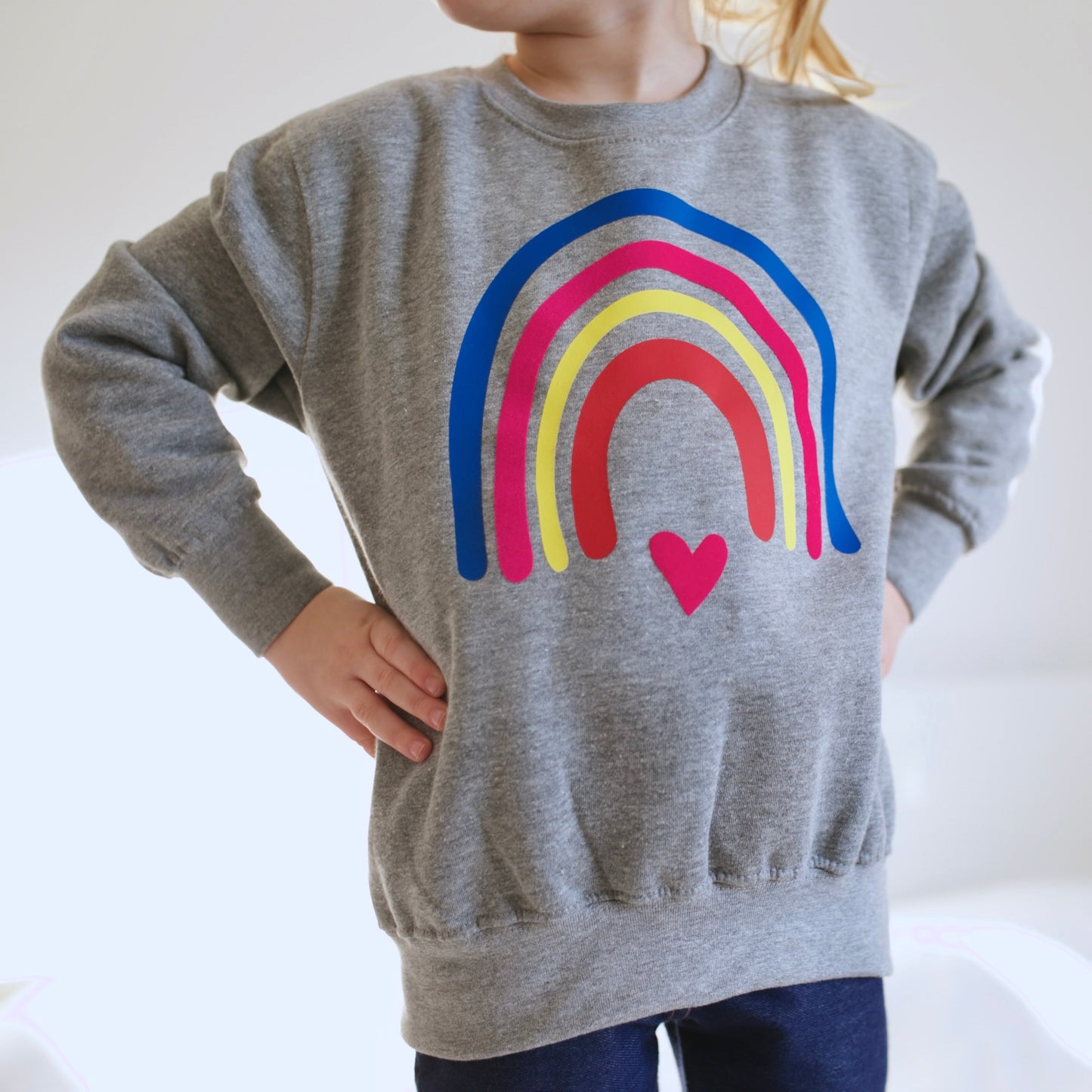 Adult & Child Grey Neon Rainbow Sweater