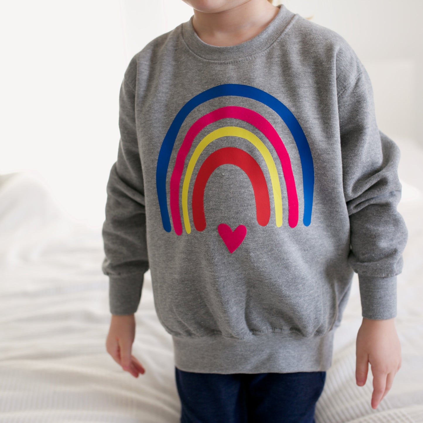 Adult & Child Grey Neon Rainbow Sweater