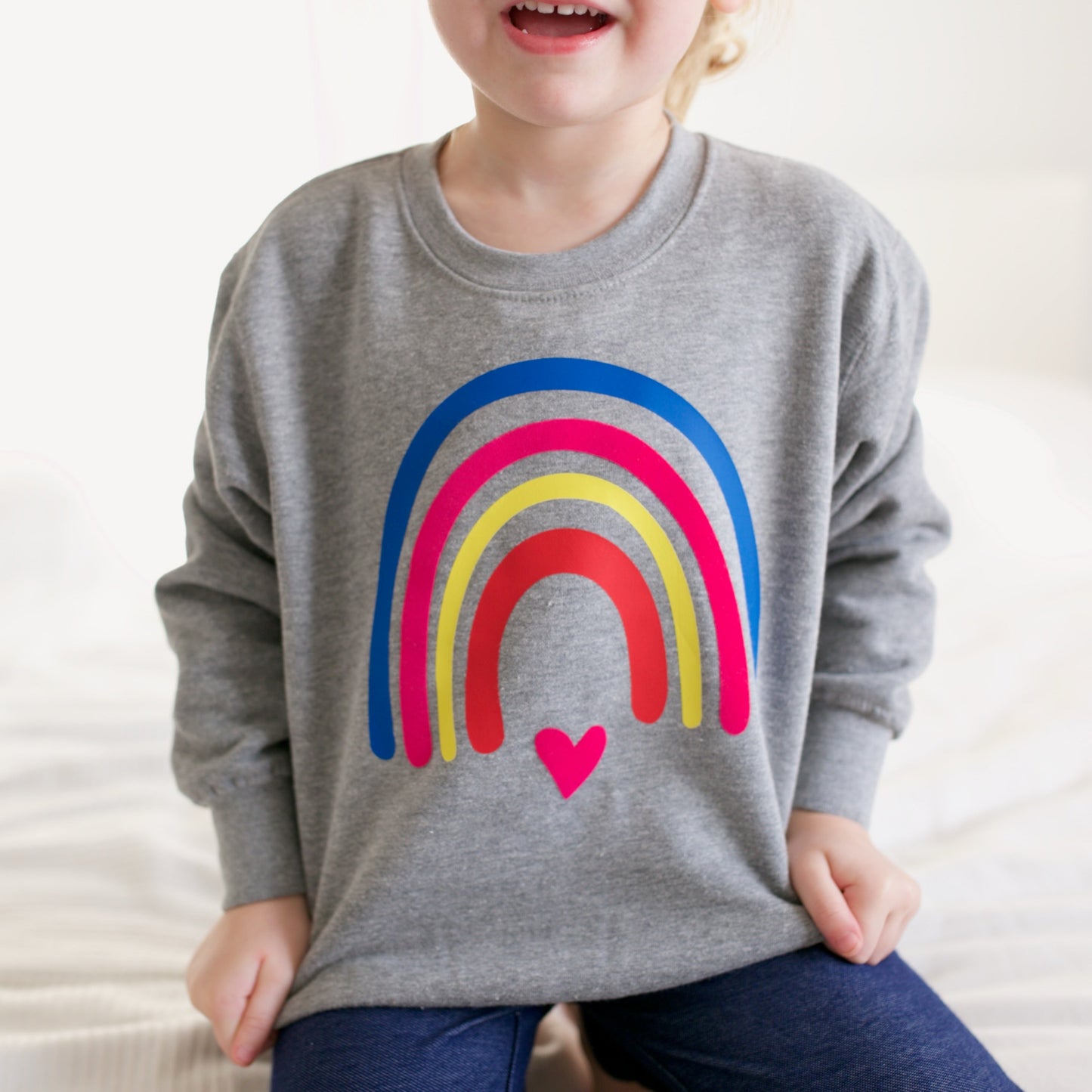 Adult & Child Grey Neon Rainbow Sweater