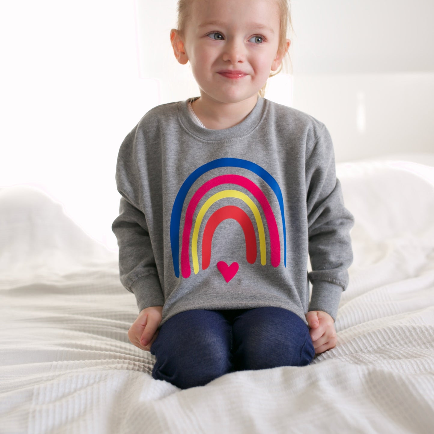 Adult & Child Grey Neon Rainbow Sweater