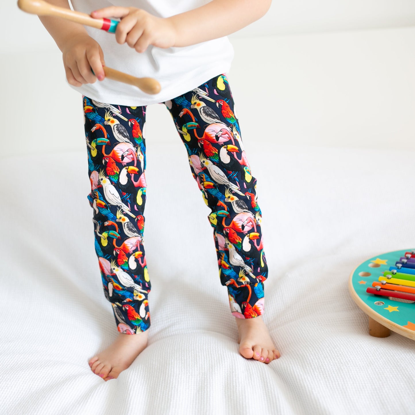 Tropical Birds Print Baby Leggings