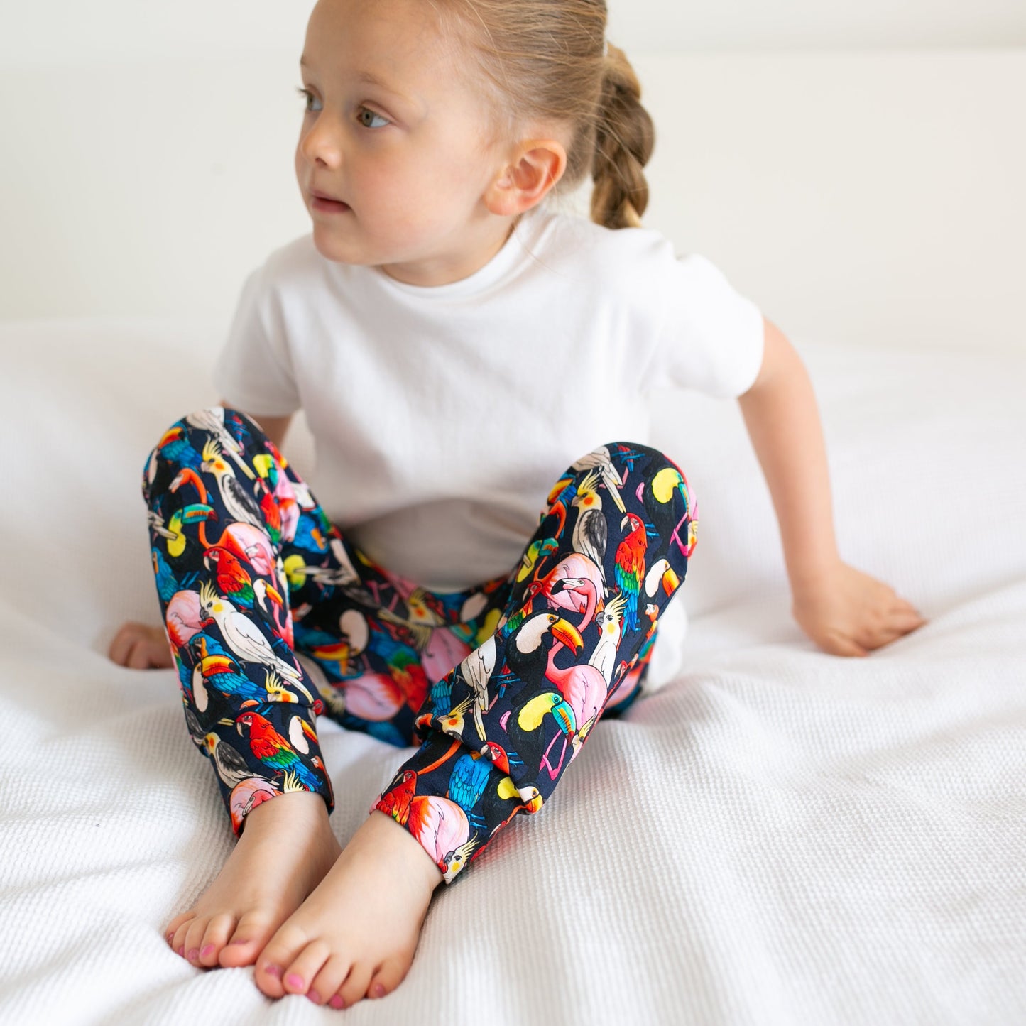 Tropical Birds Print Baby Leggings