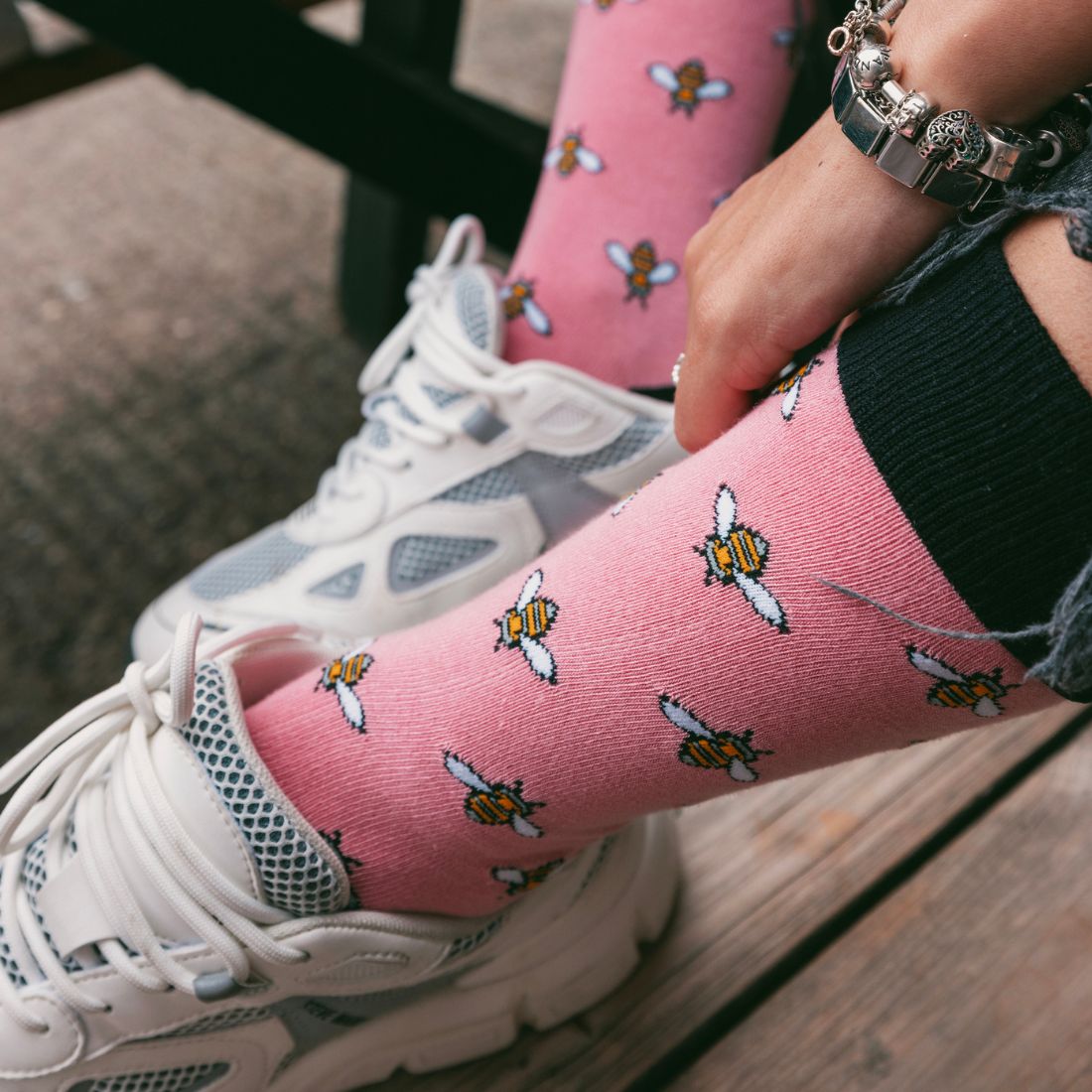 Pink Bumblebee Bamboo Socks