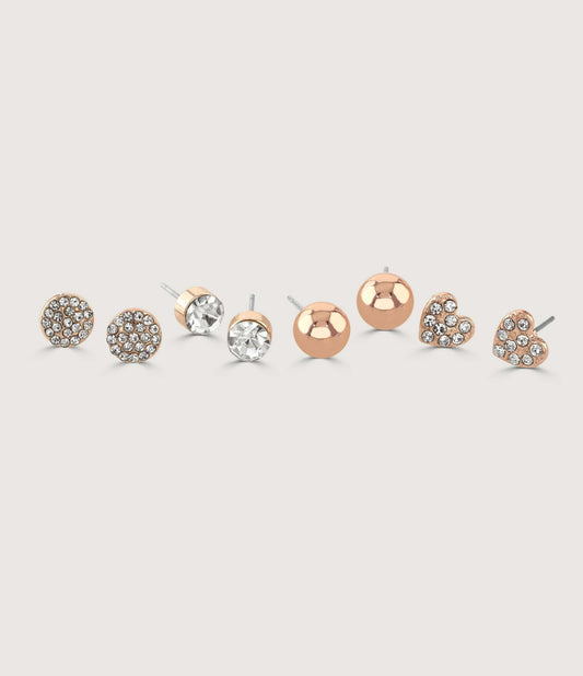 4PCS EARRING PACK - ROSE GOLD - Clothing & Accessories - The Present King