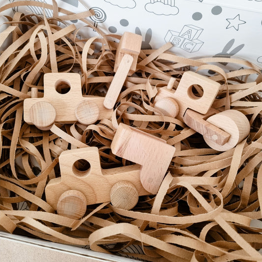 Set Of 3 Wooden Toy Construction Trucks