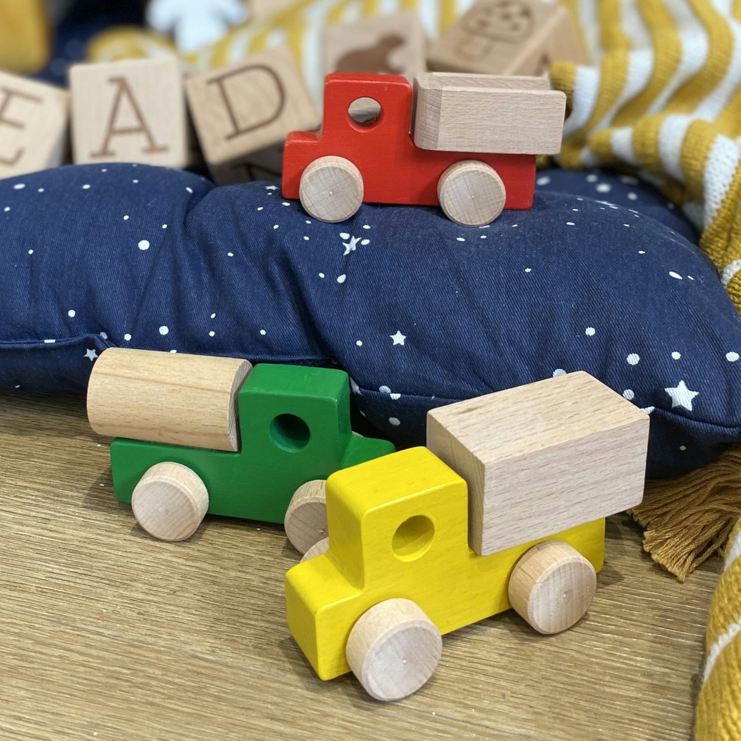 Set Of 3 Wooden Toy Trucks