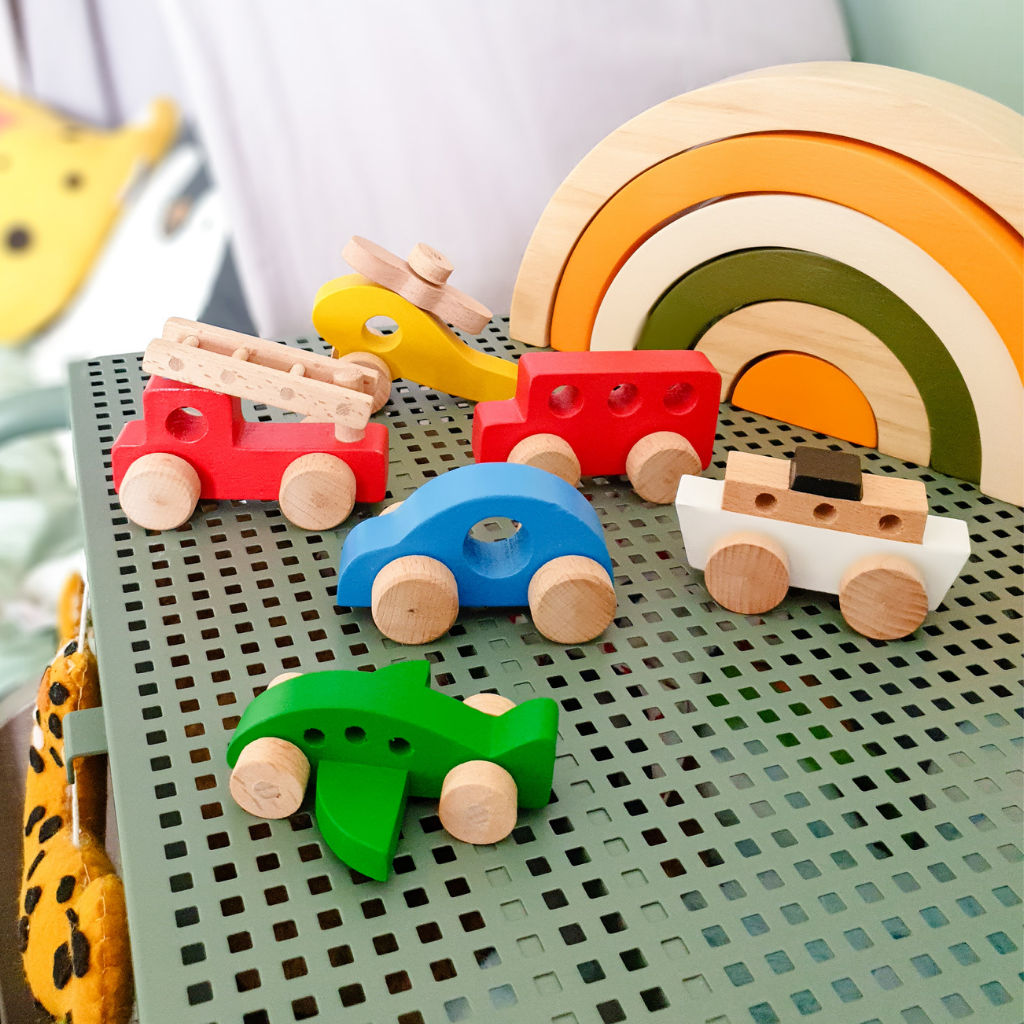 Set Of 6 Wooden Land, Sea & Air Toys