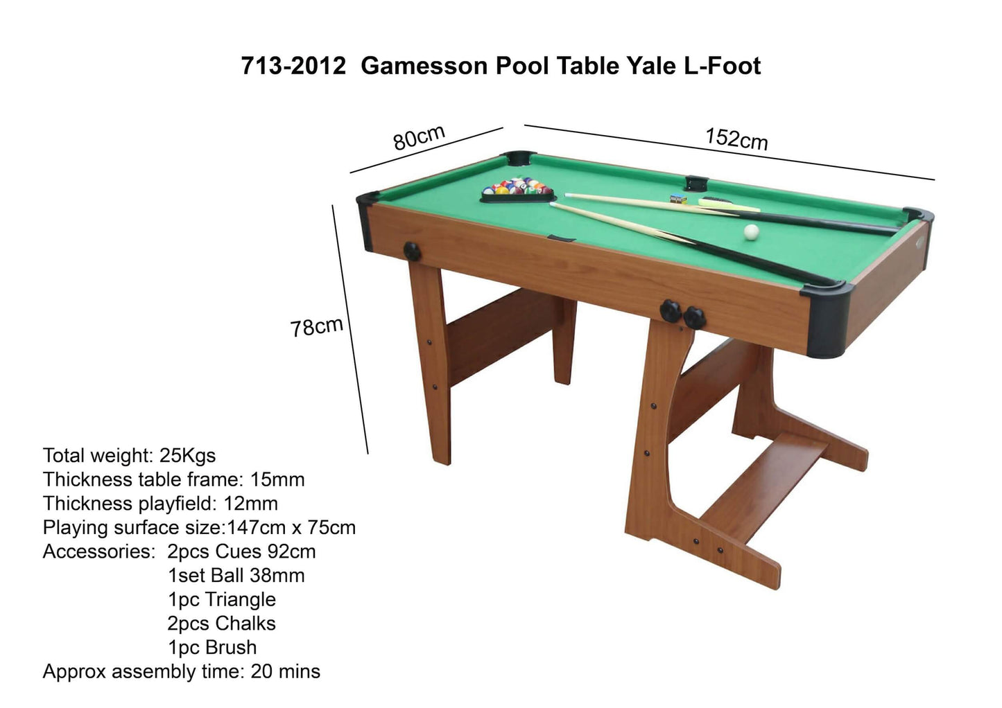 Pool Table Eton L-Foot  137Cm