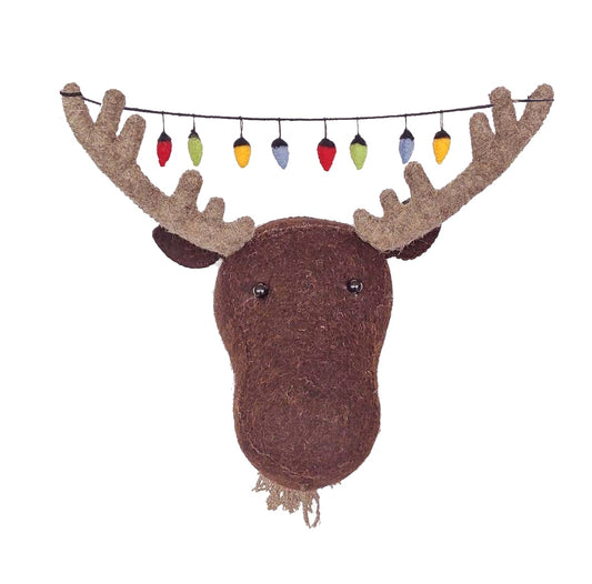 Moose Head With Christmas Fairy Lights - Mini