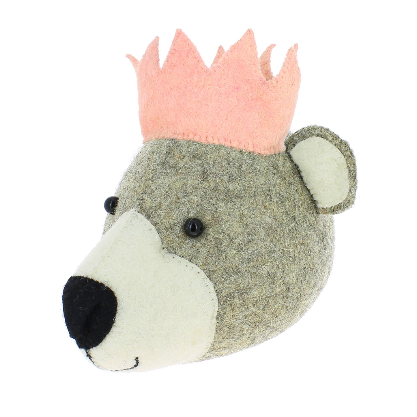 Baby Bear Head With Pink Crown - Mini