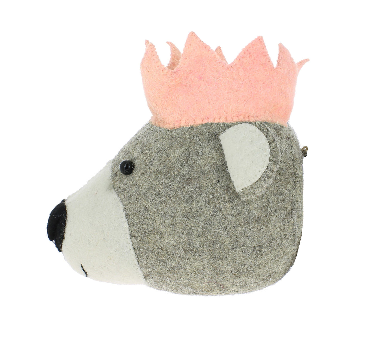 Baby Bear Head With Pink Crown - Mini