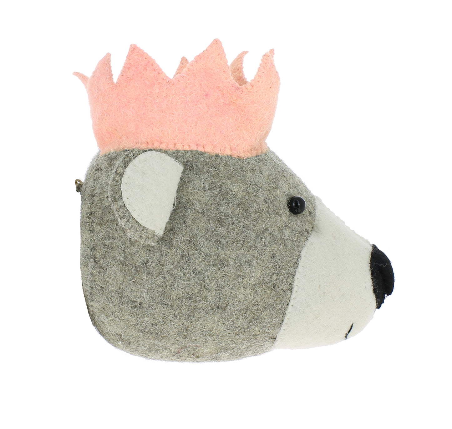 Baby Bear Head With Pink Crown - Mini