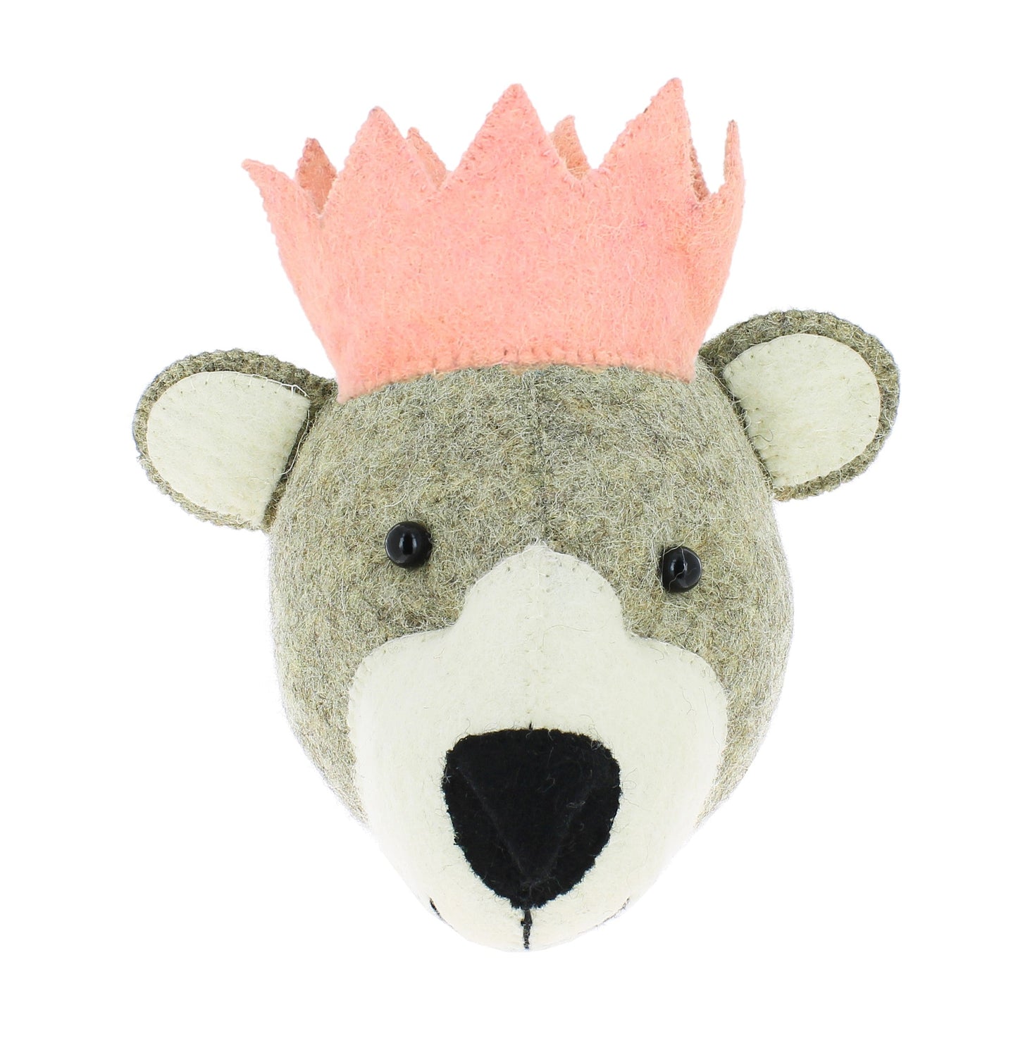 Baby Bear Head With Pink Crown - Mini