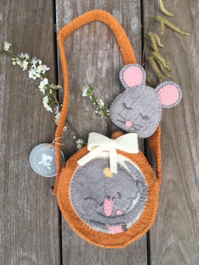 Sleepy Mouse Felt Purse