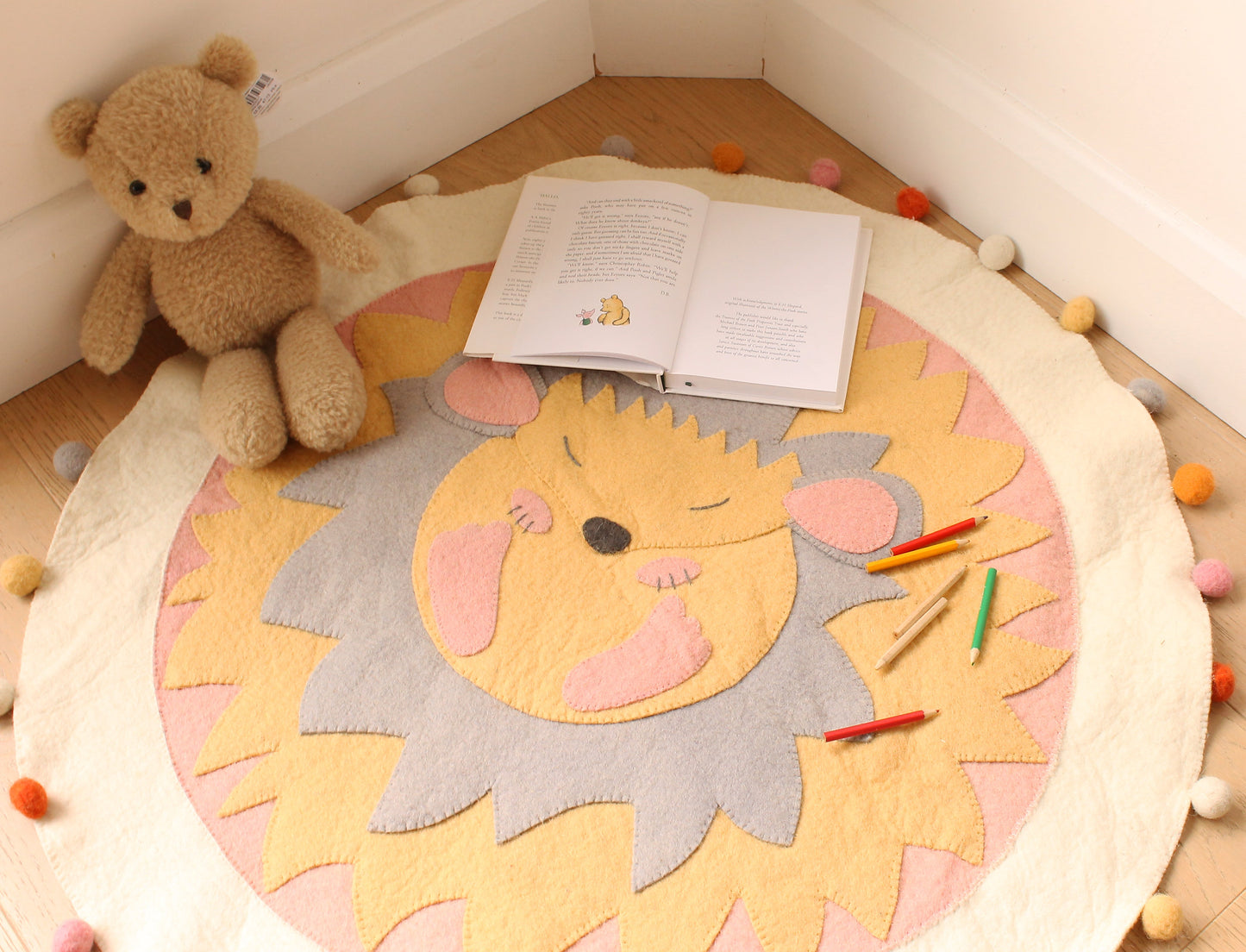 Sleepy Hedgehog Felt Rug