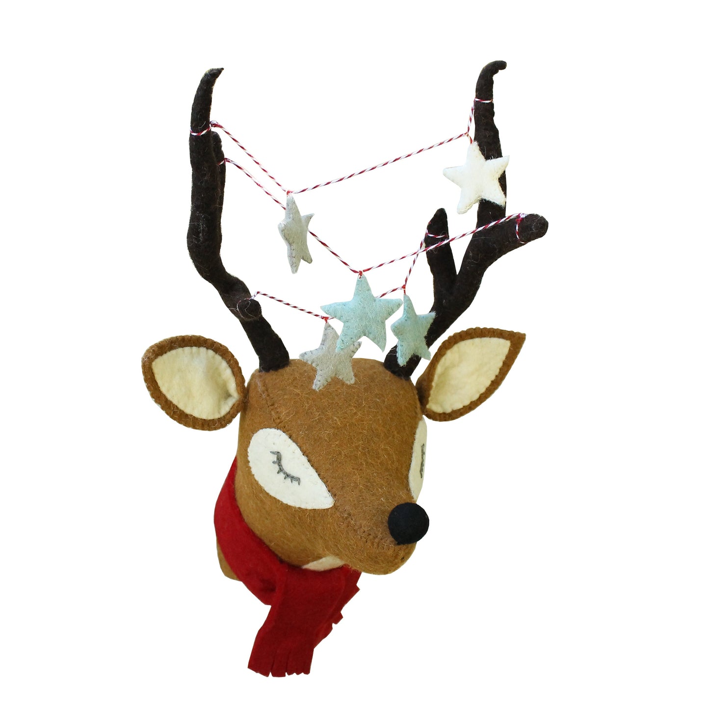 Reindeer Head With Stars and Scarf - Mini