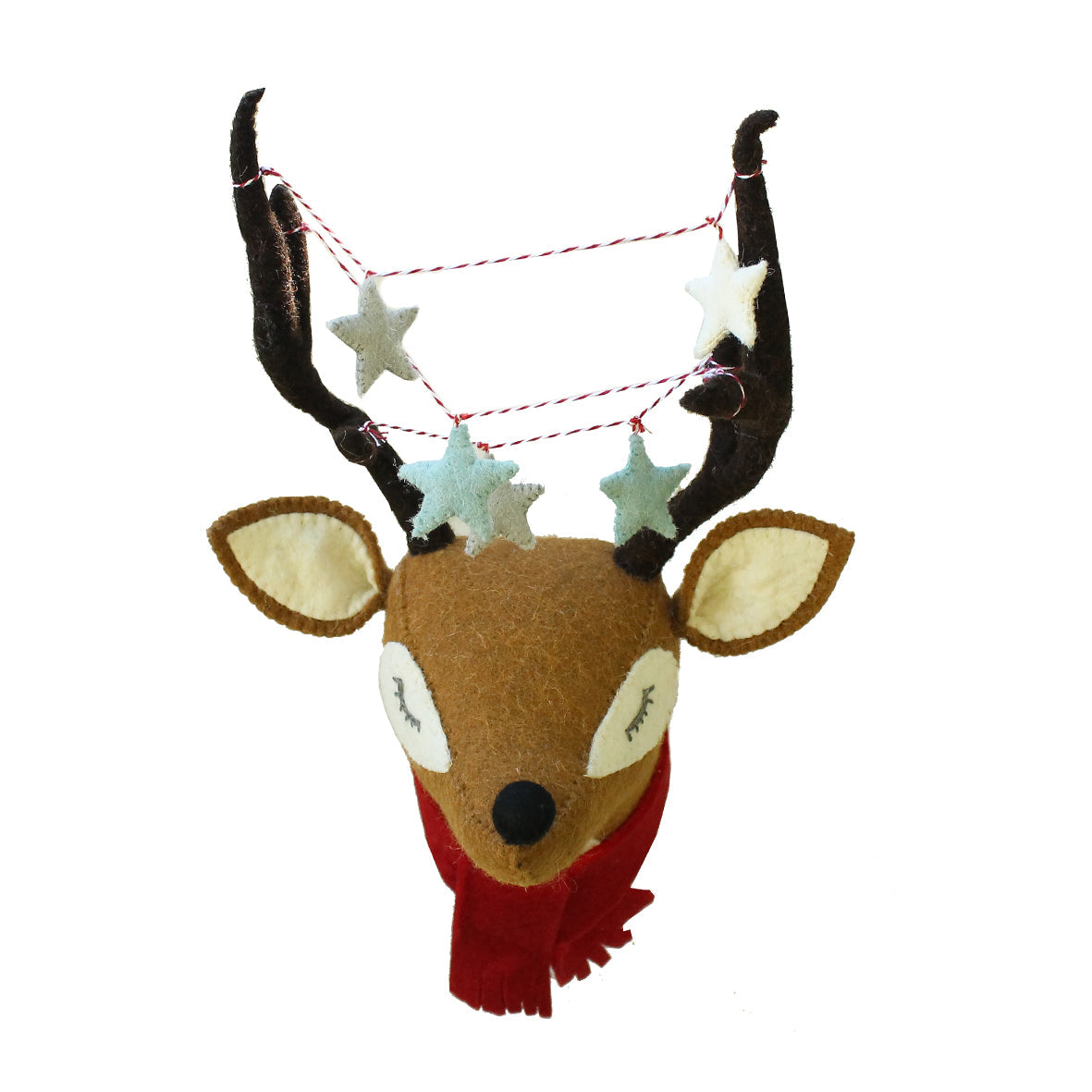 Reindeer Head With Stars and Scarf - Mini