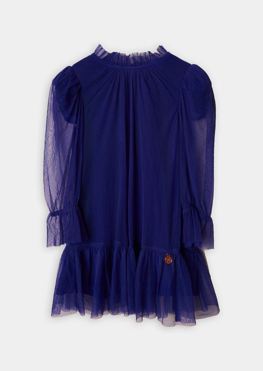 Girls Blue Mesh Dress