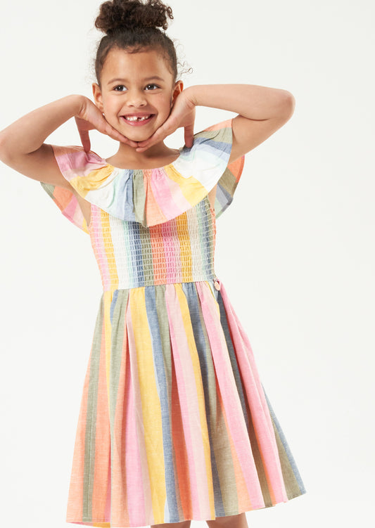 Girls Rainbow Stripe Dress