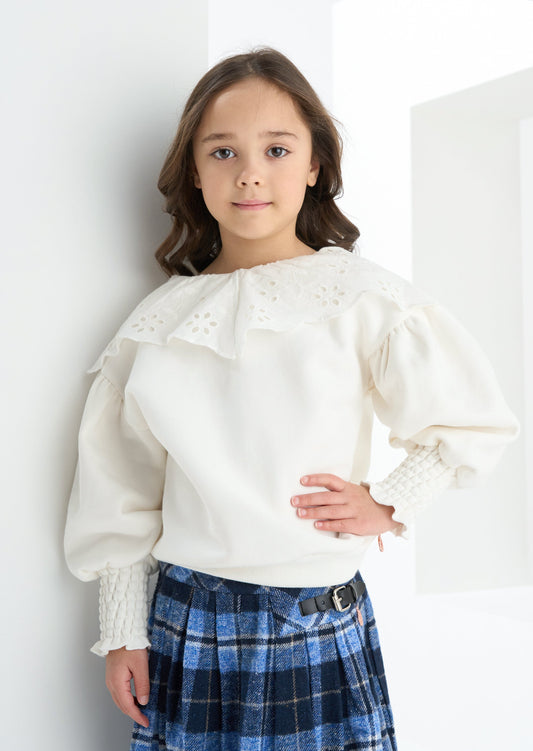 Cream Collar Jumper | Girls