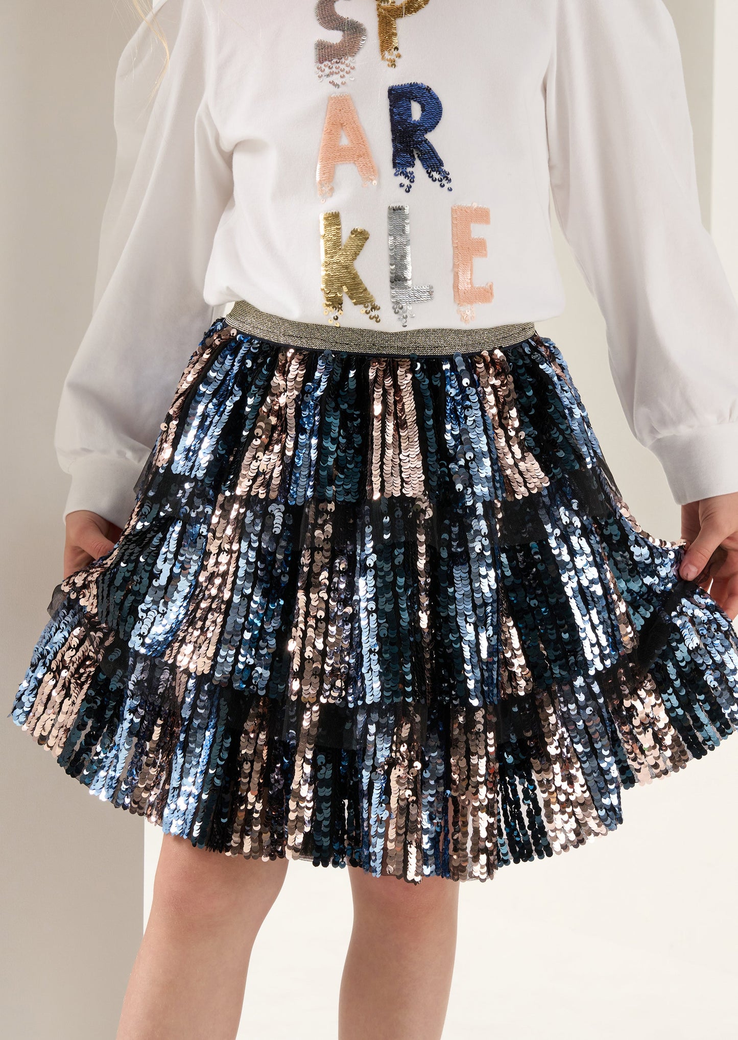 Girls Blue Sequin Skirt | Girls