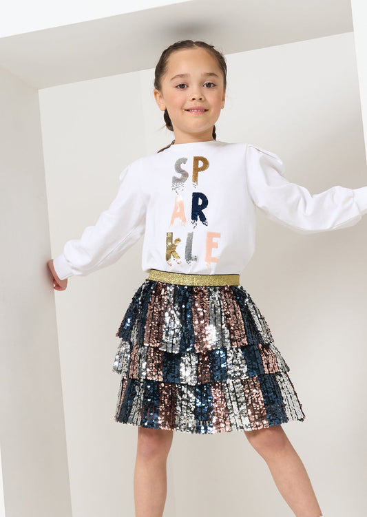 Girls White Sequin Top | Girls