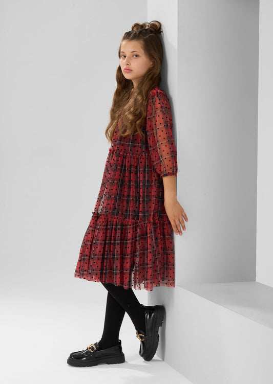 Girls Red Check Dress