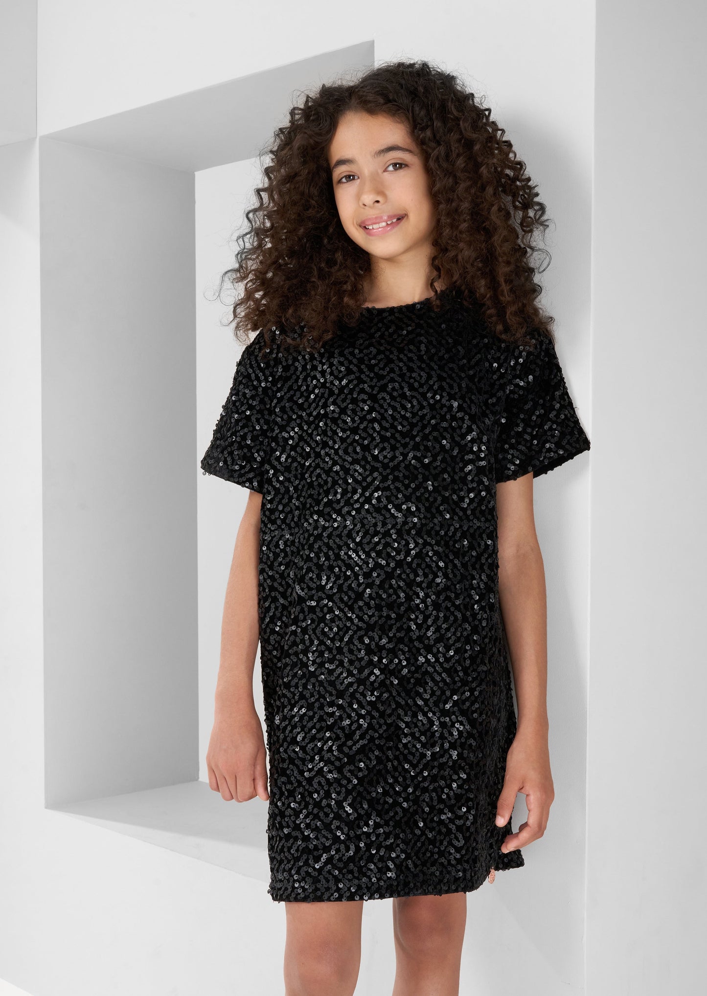 Girls Black Sequin Dress