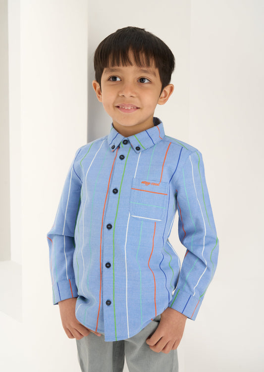 Harris Blue Embroidered Stripe Shirt