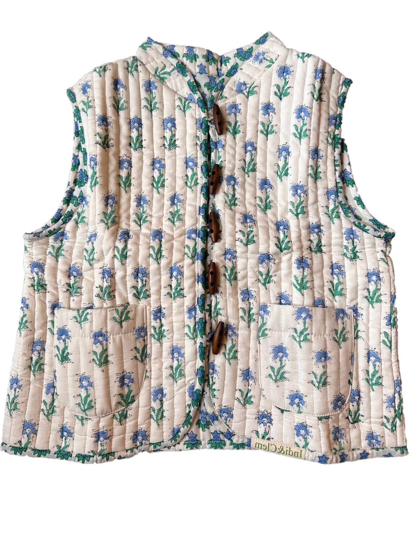 Blue Blooms Reversible Quilted Gilet